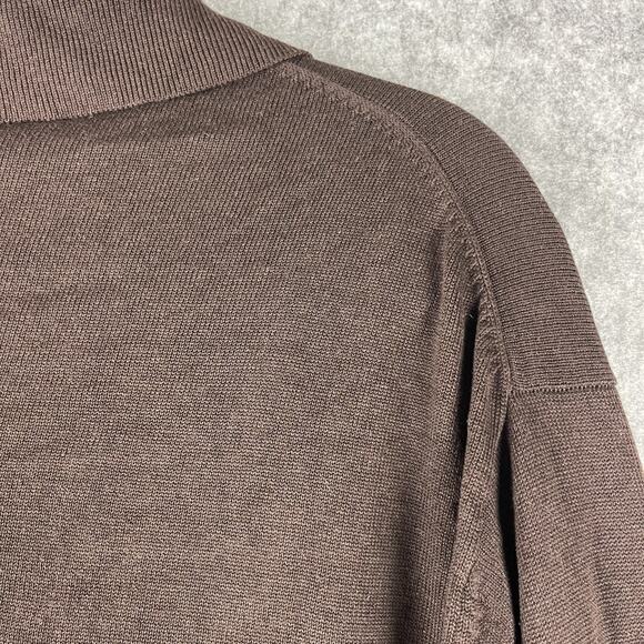 Jos A Bank 100% Silk Polo Sweater Mens XL Brown Long Sleeve Signature Grandpa - Picture 11 of 11